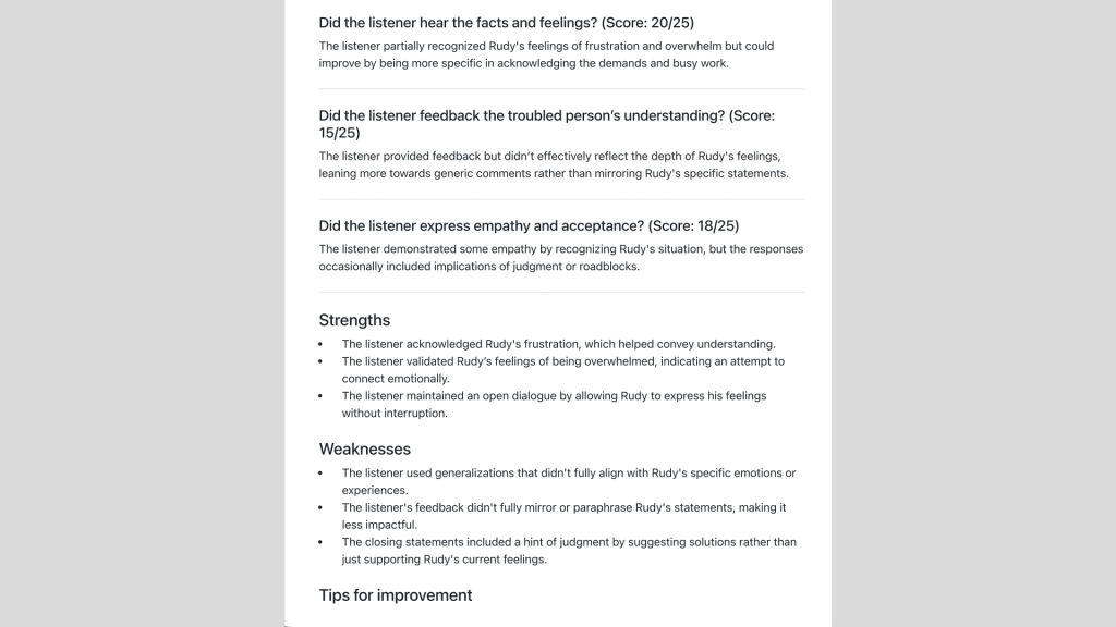 AI training feedback